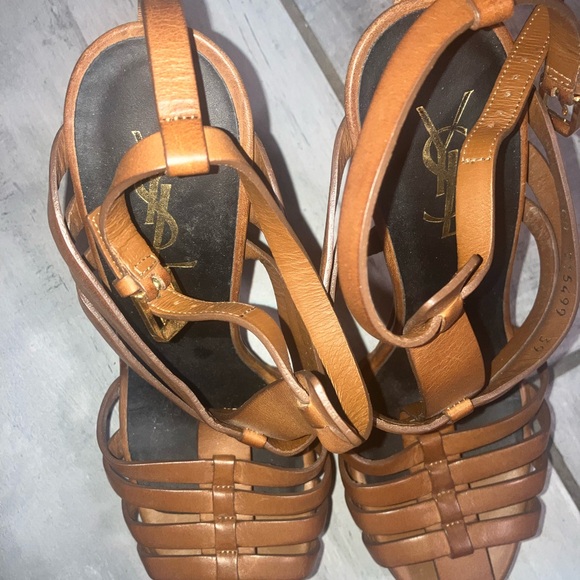 YSL Tan Strappy Sandals - Tribute Sandals - Picture 6 of 8